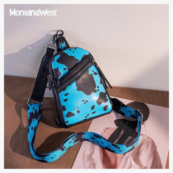 Montana West Blue and Black Crossbody Bag with Adjustable Strap - Picture 3 of 5